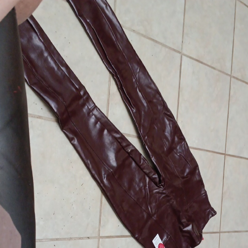Brown Faux Leather Pants